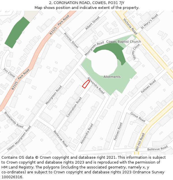 2, CORONATION ROAD, COWES, PO31 7JY: Location map and indicative extent of plot