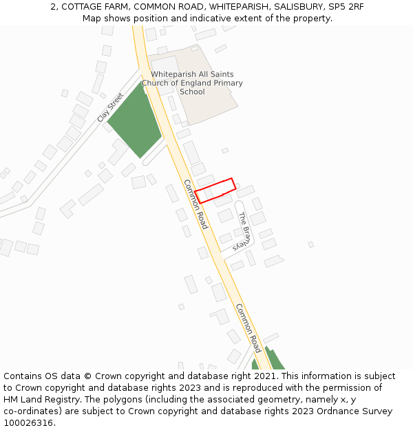 2, COTTAGE FARM, COMMON ROAD, WHITEPARISH, SALISBURY, SP5 2RF: Location map and indicative extent of plot