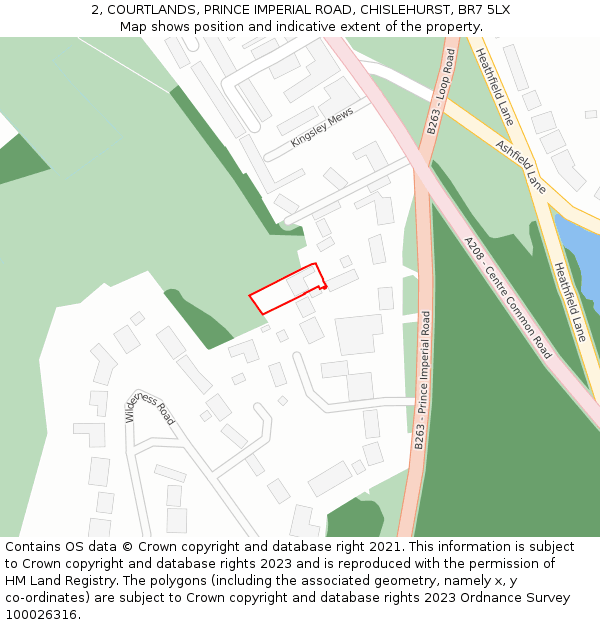 2, COURTLANDS, PRINCE IMPERIAL ROAD, CHISLEHURST, BR7 5LX: Location map and indicative extent of plot