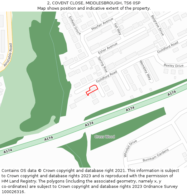 2, COVENT CLOSE, MIDDLESBROUGH, TS6 0SP: Location map and indicative extent of plot