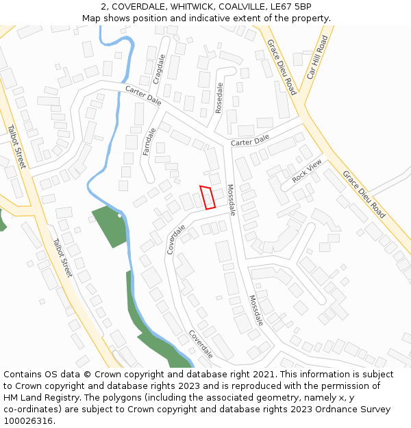 2, COVERDALE, WHITWICK, COALVILLE, LE67 5BP: Location map and indicative extent of plot