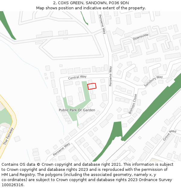 2, COXS GREEN, SANDOWN, PO36 9DN: Location map and indicative extent of plot