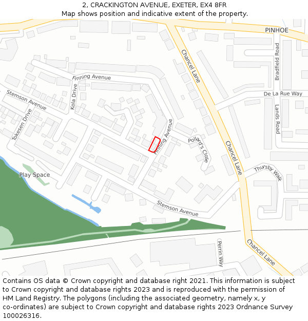 2, CRACKINGTON AVENUE, EXETER, EX4 8FR: Location map and indicative extent of plot