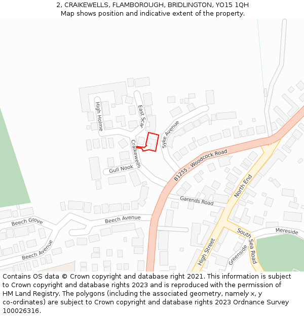 2, CRAIKEWELLS, FLAMBOROUGH, BRIDLINGTON, YO15 1QH: Location map and indicative extent of plot