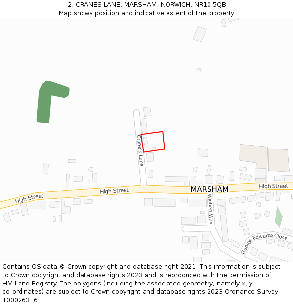 2, CRANES LANE, MARSHAM, NORWICH, NR10 5QB: Location map and indicative extent of plot