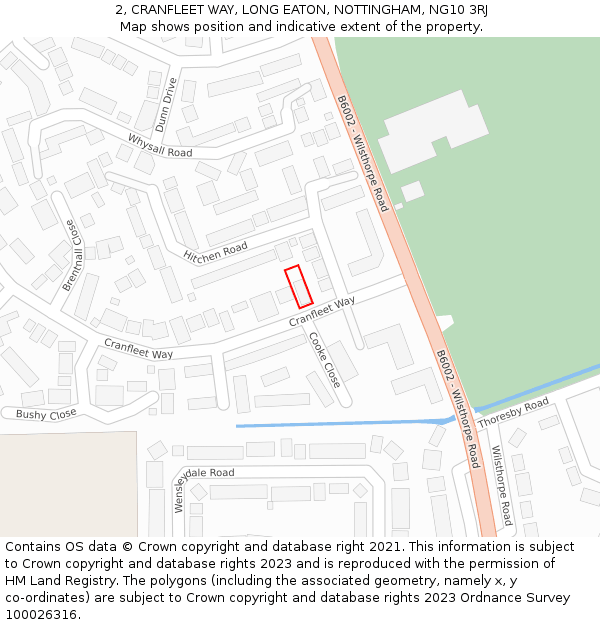 2, CRANFLEET WAY, LONG EATON, NOTTINGHAM, NG10 3RJ: Location map and indicative extent of plot