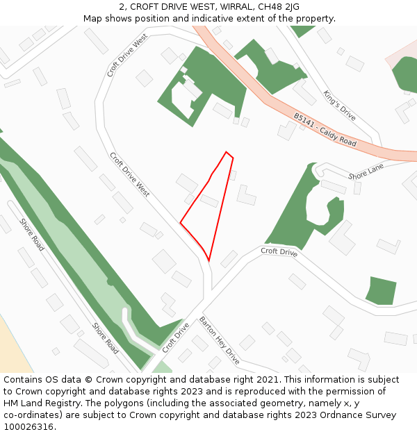 2, CROFT DRIVE WEST, WIRRAL, CH48 2JG: Location map and indicative extent of plot