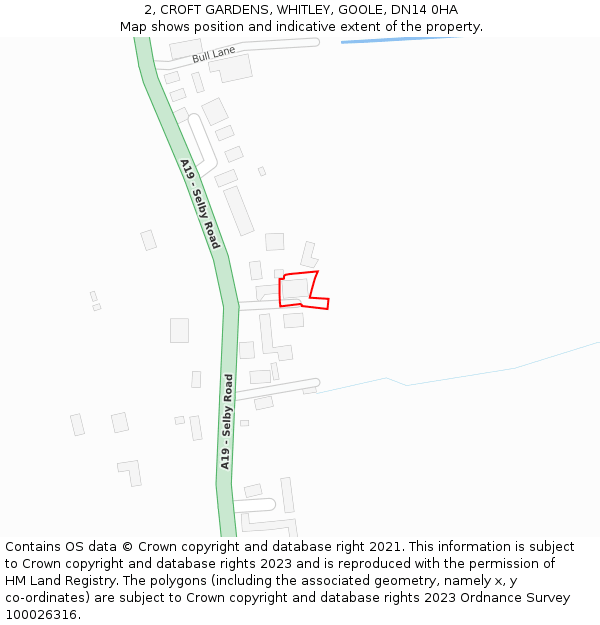 2, CROFT GARDENS, WHITLEY, GOOLE, DN14 0HA: Location map and indicative extent of plot