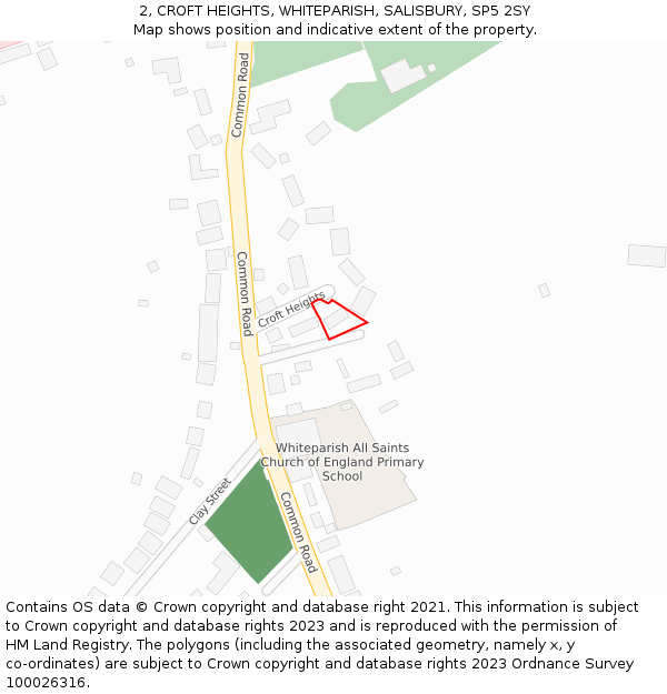 2, CROFT HEIGHTS, WHITEPARISH, SALISBURY, SP5 2SY: Location map and indicative extent of plot