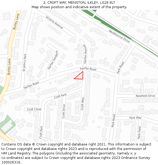 2, CROFT WAY, MENSTON, ILKLEY, LS29 6LT: Location map and indicative extent of plot