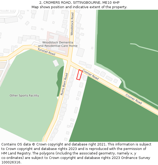 2, CROMERS ROAD, SITTINGBOURNE, ME10 4HP: Location map and indicative extent of plot