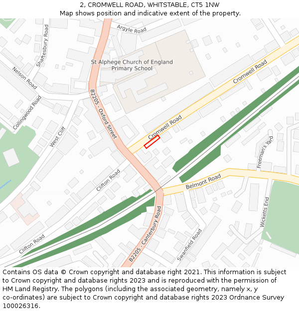 2, CROMWELL ROAD, WHITSTABLE, CT5 1NW: Location map and indicative extent of plot