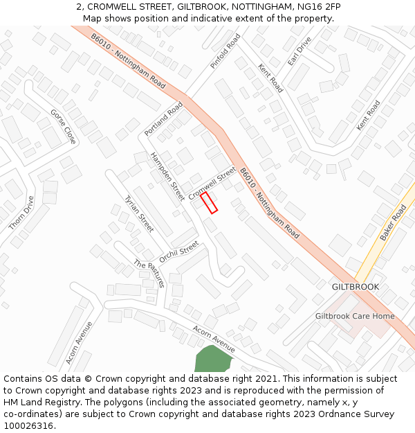 2, CROMWELL STREET, GILTBROOK, NOTTINGHAM, NG16 2FP: Location map and indicative extent of plot