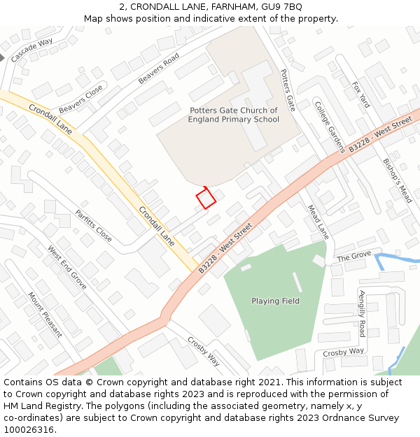 2, CRONDALL LANE, FARNHAM, GU9 7BQ: Location map and indicative extent of plot