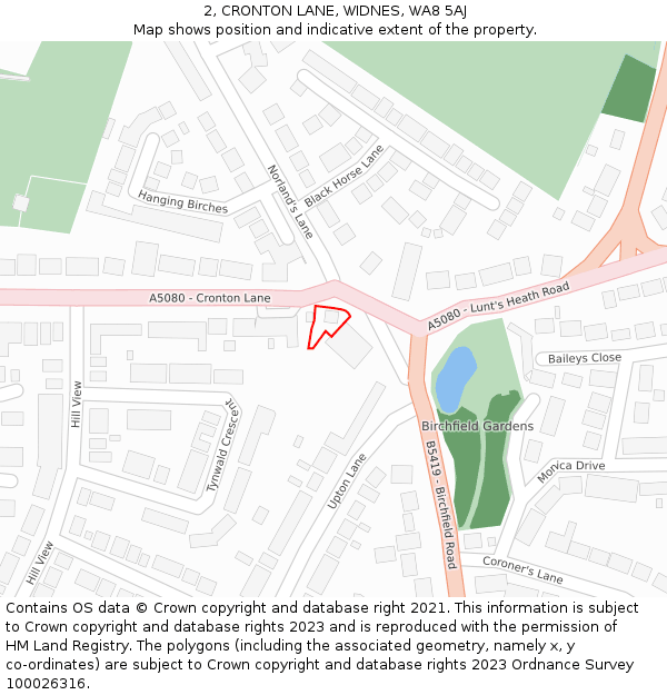 2, CRONTON LANE, WIDNES, WA8 5AJ: Location map and indicative extent of plot