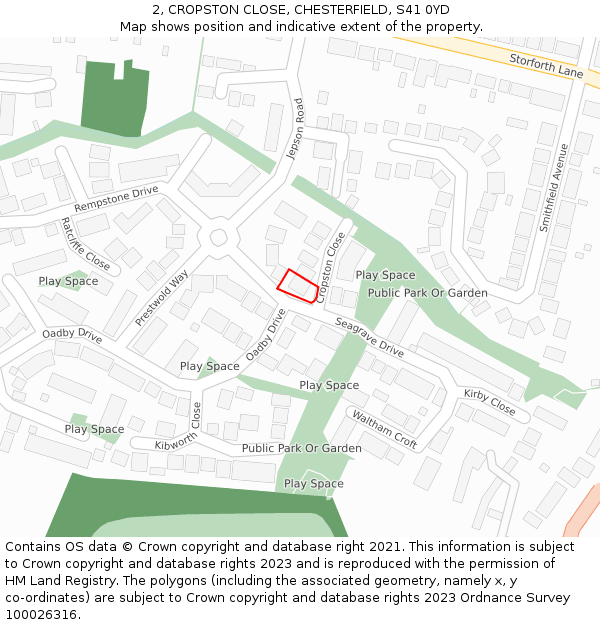 2, CROPSTON CLOSE, CHESTERFIELD, S41 0YD: Location map and indicative extent of plot