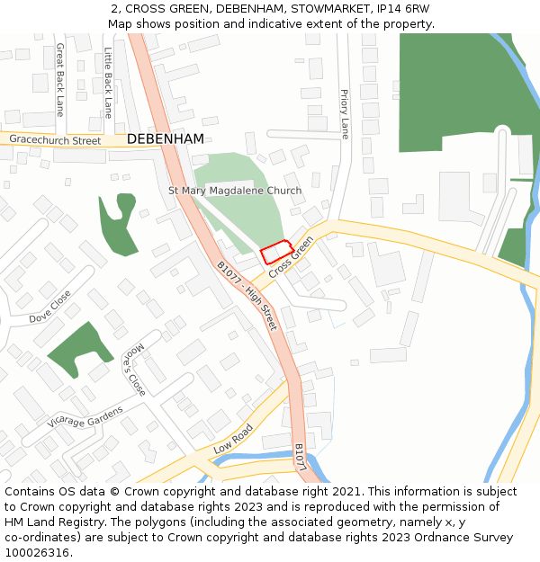 2, CROSS GREEN, DEBENHAM, STOWMARKET, IP14 6RW: Location map and indicative extent of plot