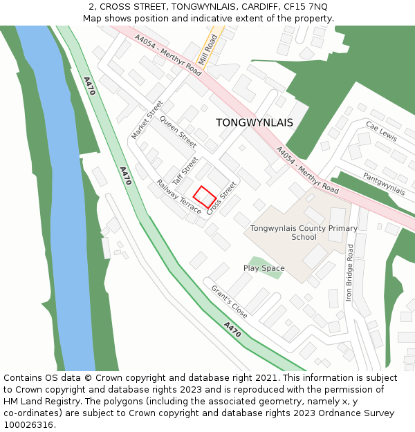 2, CROSS STREET, TONGWYNLAIS, CARDIFF, CF15 7NQ: Location map and indicative extent of plot