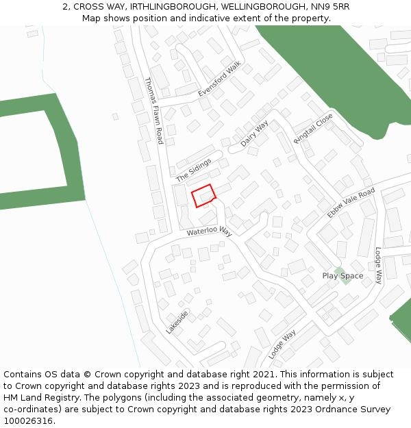 2, CROSS WAY, IRTHLINGBOROUGH, WELLINGBOROUGH, NN9 5RR: Location map and indicative extent of plot