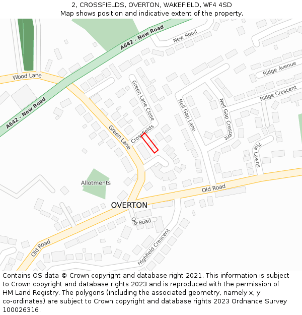 2, CROSSFIELDS, OVERTON, WAKEFIELD, WF4 4SD: Location map and indicative extent of plot