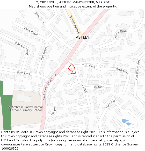 2, CROSSGILL, ASTLEY, MANCHESTER, M29 7DT: Location map and indicative extent of plot