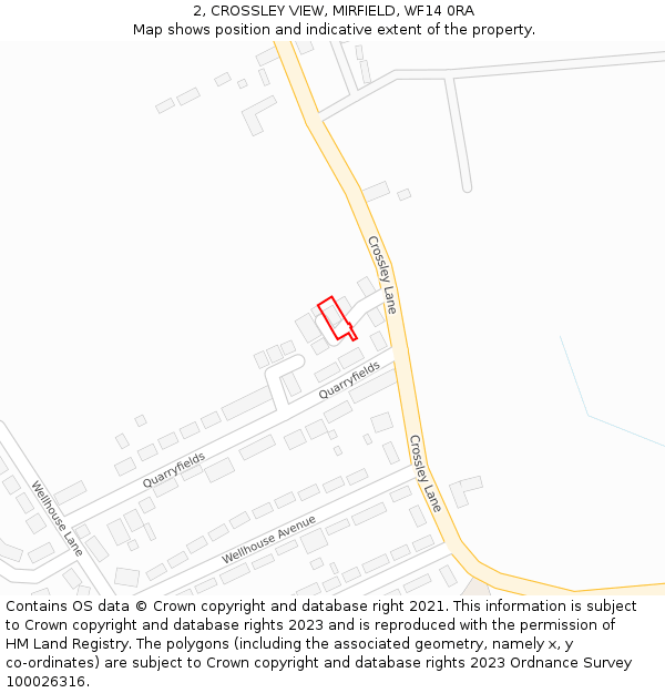2, CROSSLEY VIEW, MIRFIELD, WF14 0RA: Location map and indicative extent of plot