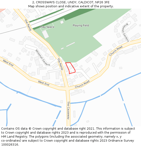 2, CROSSWAYS CLOSE, UNDY, CALDICOT, NP26 3FE: Location map and indicative extent of plot