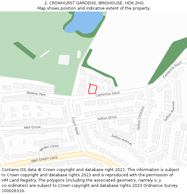 2, CROWHURST GARDENS, BRIGHOUSE, HD6 2HG: Location map and indicative extent of plot