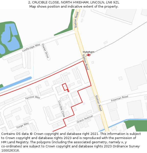 2, CRUCIBLE CLOSE, NORTH HYKEHAM, LINCOLN, LN6 9ZL: Location map and indicative extent of plot