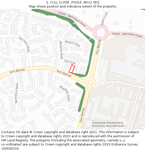 2, CULL CLOSE, POOLE, BH12 5EG: Location map and indicative extent of plot