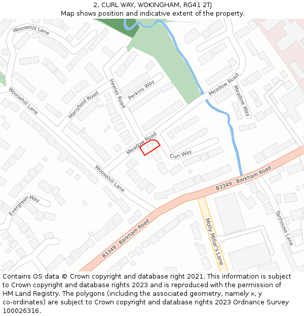2, CURL WAY, WOKINGHAM, RG41 2TJ: Location map and indicative extent of plot