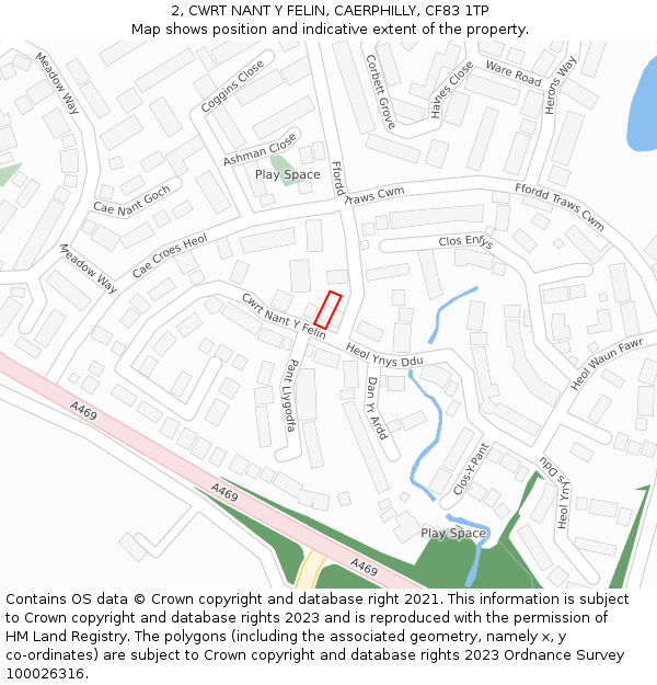 2, CWRT NANT Y FELIN, CAERPHILLY, CF83 1TP: Location map and indicative extent of plot