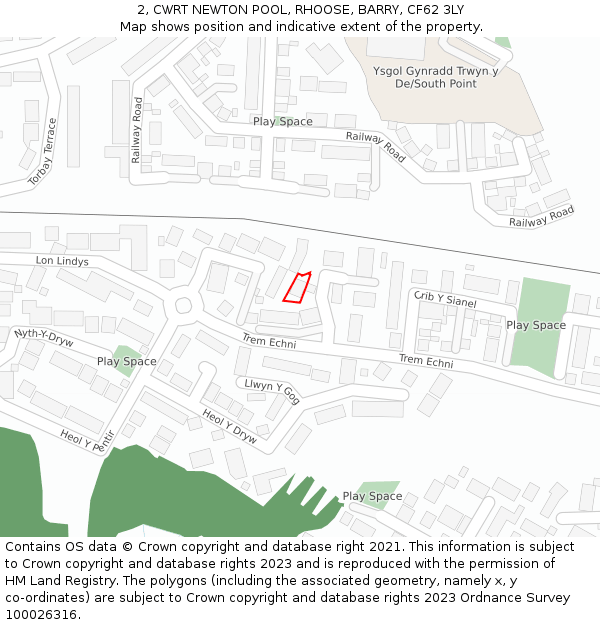 2, CWRT NEWTON POOL, RHOOSE, BARRY, CF62 3LY: Location map and indicative extent of plot
