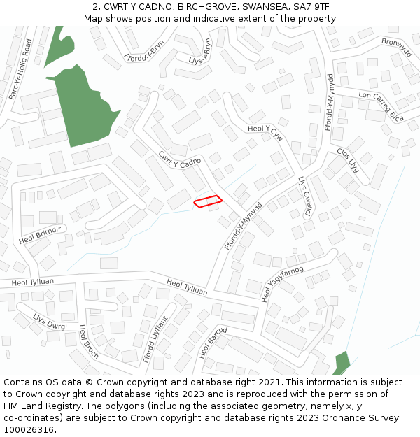 2, CWRT Y CADNO, BIRCHGROVE, SWANSEA, SA7 9TF: Location map and indicative extent of plot