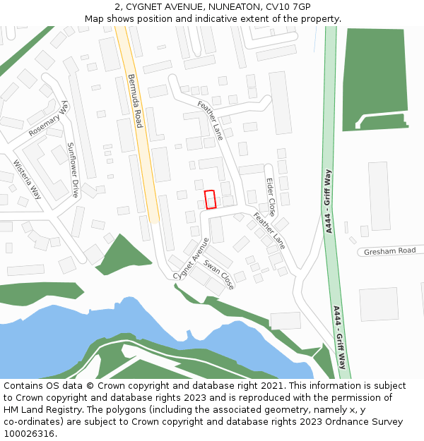 2, CYGNET AVENUE, NUNEATON, CV10 7GP: Location map and indicative extent of plot