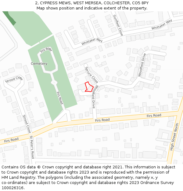 2, CYPRESS MEWS, WEST MERSEA, COLCHESTER, CO5 8PY: Location map and indicative extent of plot