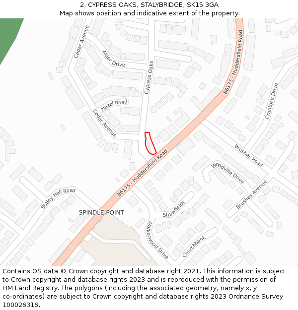 2, CYPRESS OAKS, STALYBRIDGE, SK15 3GA: Location map and indicative extent of plot