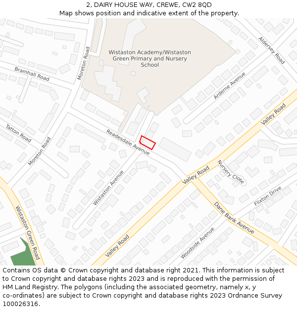 2, DAIRY HOUSE WAY, CREWE, CW2 8QD: Location map and indicative extent of plot