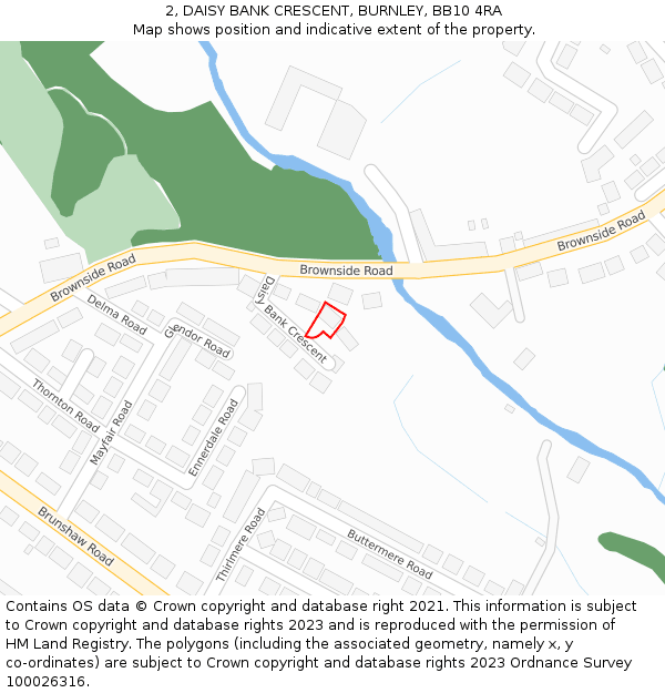 2, DAISY BANK CRESCENT, BURNLEY, BB10 4RA: Location map and indicative extent of plot