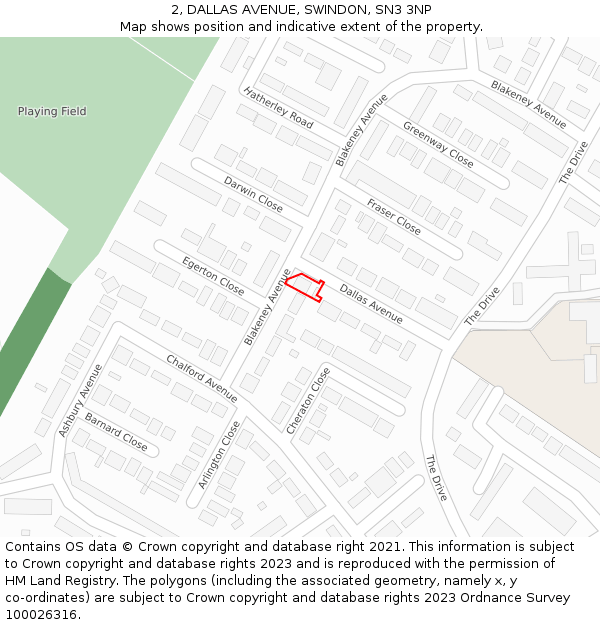 2, DALLAS AVENUE, SWINDON, SN3 3NP: Location map and indicative extent of plot