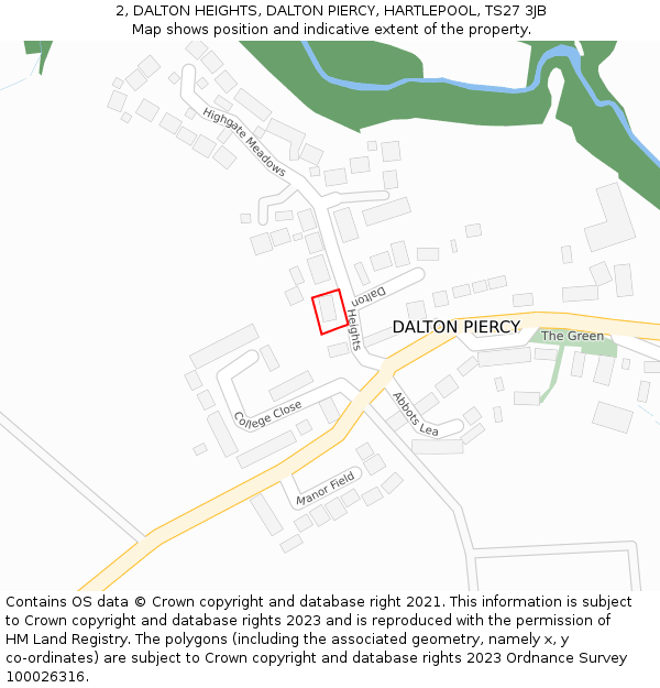 2, DALTON HEIGHTS, DALTON PIERCY, HARTLEPOOL, TS27 3JB: Location map and indicative extent of plot