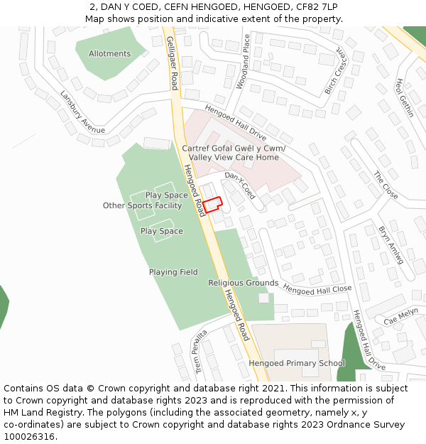 2, DAN Y COED, CEFN HENGOED, HENGOED, CF82 7LP: Location map and indicative extent of plot