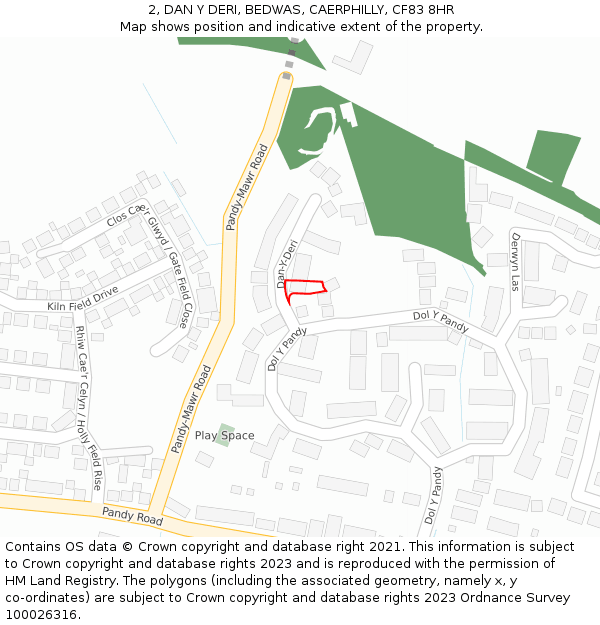 2, DAN Y DERI, BEDWAS, CAERPHILLY, CF83 8HR: Location map and indicative extent of plot