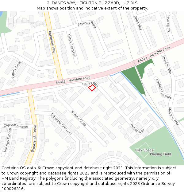 2, DANES WAY, LEIGHTON BUZZARD, LU7 3LS: Location map and indicative extent of plot