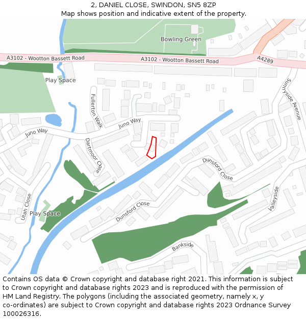 2, DANIEL CLOSE, SWINDON, SN5 8ZP: Location map and indicative extent of plot