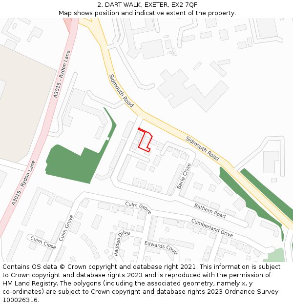 2, DART WALK, EXETER, EX2 7QF: Location map and indicative extent of plot