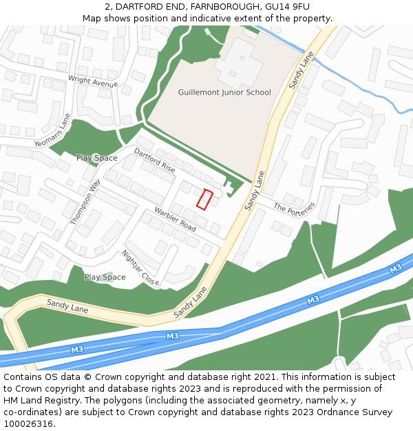 2, DARTFORD END, FARNBOROUGH, GU14 9FU: Location map and indicative extent of plot