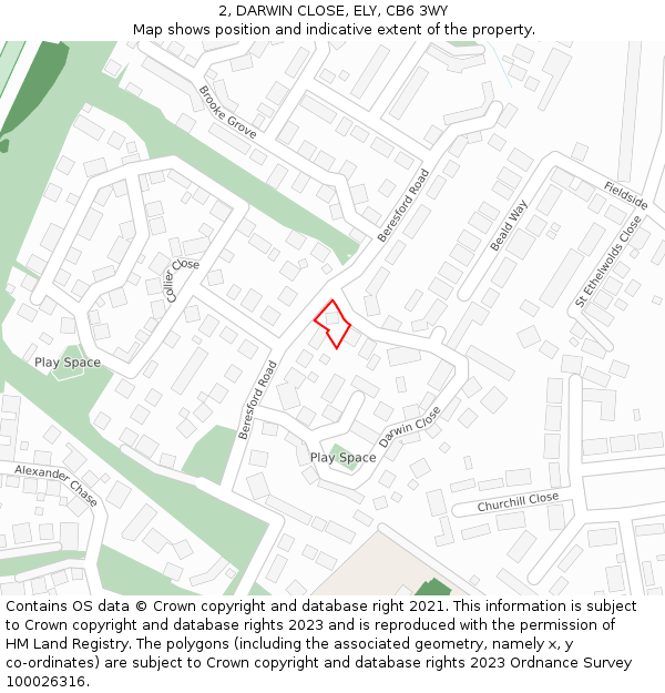 2, DARWIN CLOSE, ELY, CB6 3WY: Location map and indicative extent of plot