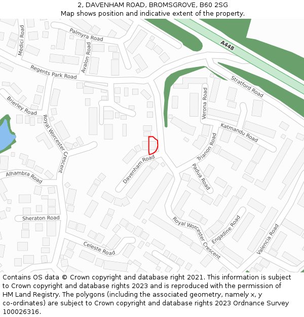 2, DAVENHAM ROAD, BROMSGROVE, B60 2SG: Location map and indicative extent of plot