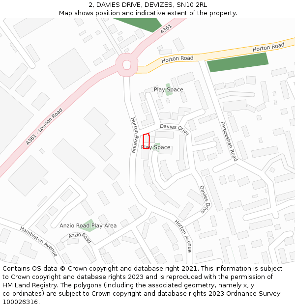 2, DAVIES DRIVE, DEVIZES, SN10 2RL: Location map and indicative extent of plot
